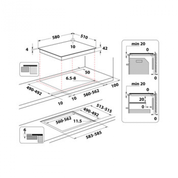 Indesit IRH 604 DO NE Kochfeld Autark Maße